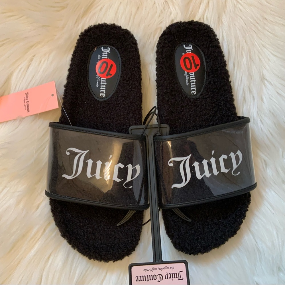 Juicy Couture Saga Fuzzy Slides Shoes - NWT - Size 10 - Picture 4 of 11